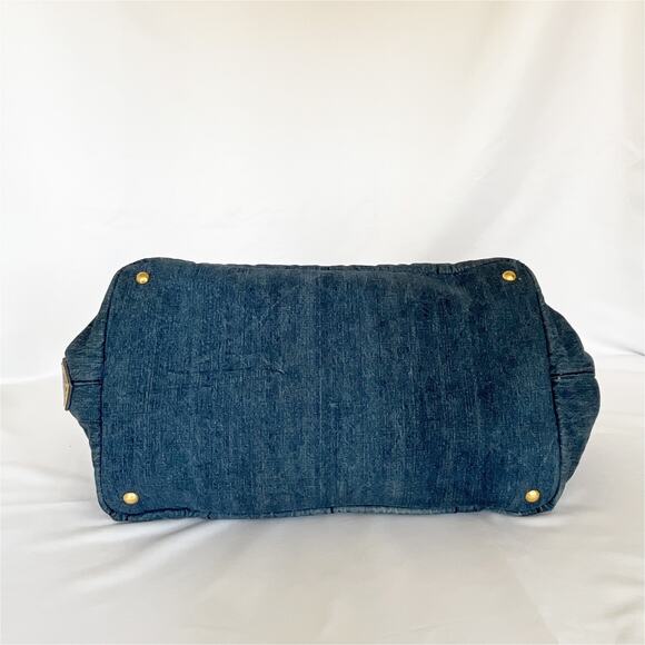 PRADA Logo Avio Denim Large Canapa Tote - Picture 8 of 16